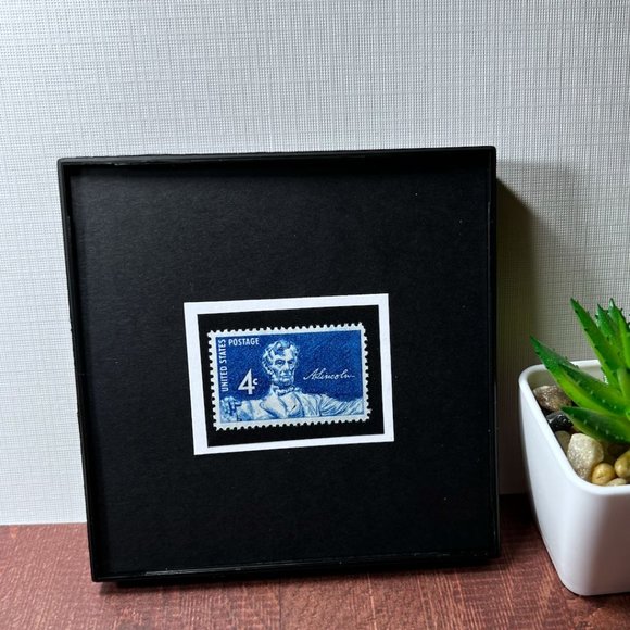 Abraham Lincoln Framed Postage Stamp Art 4x4 USA #1116 - Picture 3 of 4